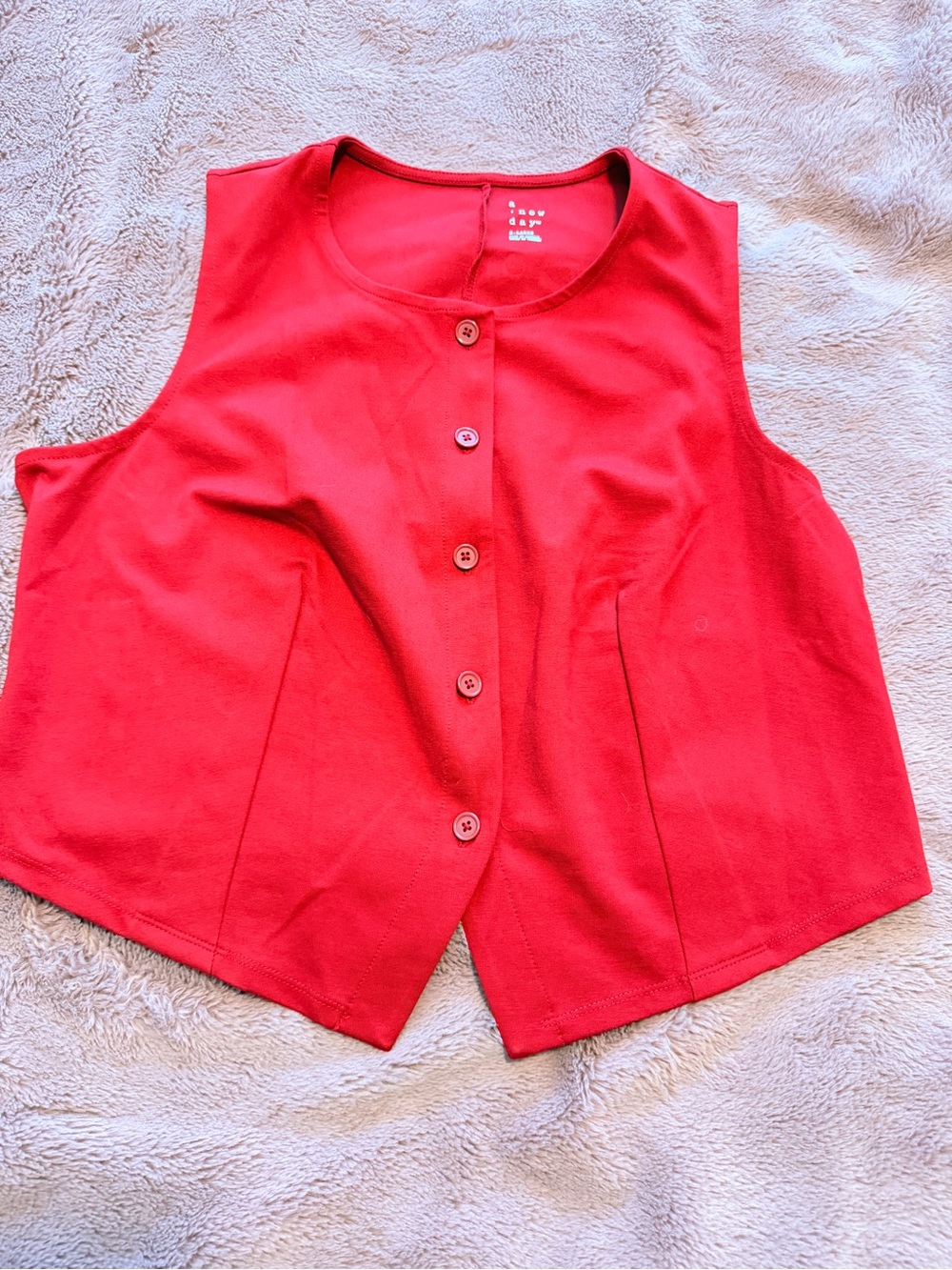 A New Day Bright Red Button-Front Sleeveless Vest Top